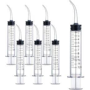 7Pack Wisdom Teeth Syringe, 12ml/cc Dental Syringe with Curved Tip & Measurement, Curved Dental Irrigation Syringe, Disposable Sealed for Dental Care, Oral Tonsil Stone, Feeding, Liquid Injection