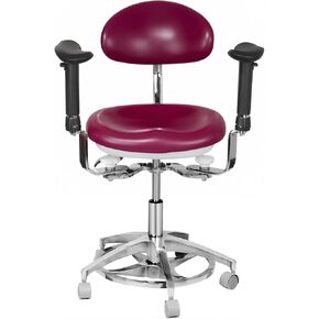 NSKI 360° Swivel Mobile Chair Dental Dynamic Seat Doctor's Stool with Armrest Foot Control PU Leather