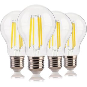 FLSNT 200W Equivalent A23 LED Light Bulbs, Efficient 17W, 3010Lumens, 5000K Daylight, CRI82, E26 Medium Base, Clear Glass, 4 Pack, Non-Dimmable