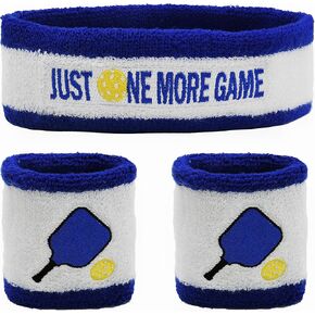 3 Pcs Pickleball Sweatband Set Men Women, Moisture Wicking Sweat Absorbent 2 Wristbands and 1 Headband for Basketball Tennis, Great Gift for Sports
