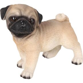 Resin Dog Statue Decoration Miniature Craft Nonslip Animal Ornaments Pug Figurine Sculpture for Auto Dashboard Desk Indoor Living Room Lawn, Black