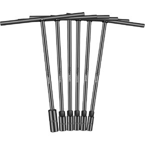 T-Handle Wrench Socket Set, Cr-V Steel T Wrench Set Metric Size(8mm,9mm,10mm,12mm,13mm,14mm), Wrench Tool Socket with Long Reach for Motorcycle Dirtbike Bicycle Repair (6 Pack)