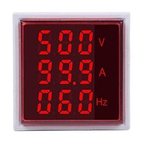 with Three-Digit Display AC Current, Voltage, Frequency Indicator, 22mm Square Head LED Multi-Function Measuring Instrument Monitor (Green)