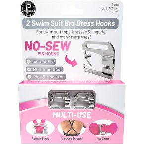 STRAP N' GUARD (No Sew) 1 Inch Swimsuit Bra Hooks Replacement, Metal, Pin Hooks by Pin Straps