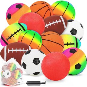 14 Pcs 5" Balls for Toddlers Playground Balls Dodge Kick Sports Rubber Balls Inflatable Basketball Soccer Football for Boys Girls Indoor Outdoor Play