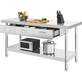YITAHOME 60" X 24" Stainless Steel Table with 3 Drawers, NSF Work Table with Drawer, Metal Table Prep Table for Home Kitchen Restaurant Garage Warehouse in Saudi Arabia