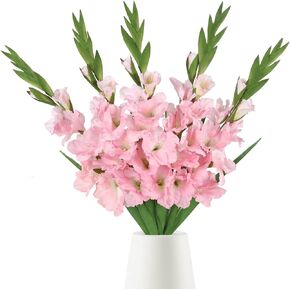 White Gladiolus Artificial Flowers 4PCS 36.61in Long Artificial Flowers Silk Flowers Gladiolus Flowers Fake Gladiolus Flowers for Wedding Home Garden Arrangement Decoration(White)