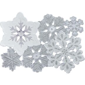 Grelucgo Machine Embroidered and Hand Cut Silver Grey and White Snowflakes Table Runner for Christmas Holiday (13.5 x 69 inches)