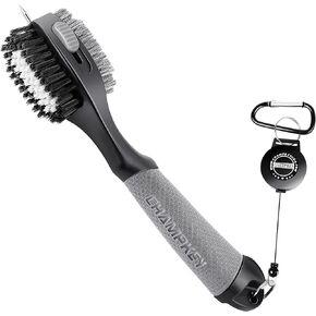 CHAMPKEY Premium Polyurethane Golf Club Brush - Retractable Groove Cleaner Golf Brush - Oversized Brush Head Golf Club Cleaer