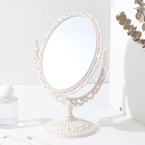 AKOAK 1 Pack Desktop Makeup Mirror, Oval Desk Makeup Mirror, Double-Sided 360-degree Rotating Makeup Mirror Bathroom Bedroom Makeup Mirror, Travel Mirror Suitable for Women (Purple)