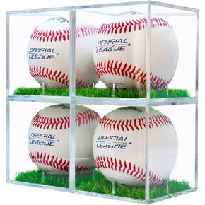 Baseball Display Case, UV Protected Acrylic Clear Baseball Holder, Turf Baseball Stand, Prevent Baseballs from Moving, Fit for Official Size Baseball