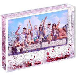 Glitter Picture Frame Cute Liquid Acrylic Photo Frames for Family Friends Couples Gifts, Mount for 4x6 inch (10x15 cm) Picture