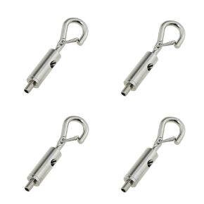 DGZZI 4PCS Rope Grip Locking Hook Eye Type Turnbuckle Tensioner Rope Suspension Ceiling Mounting Hanger Hook Small Wire Hook for Ceiling Light Billboard Exhibition and Hanging