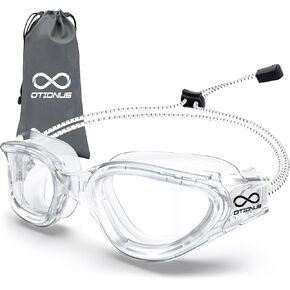 Swim Goggles, Adult Comfortable Swimming Goggles Bungee Strap No Hair Pulling Anti-fog Anti UV No Leak Pool Clear Vision Goggles, Anti-Yellowing Transparent Frame Unisex Design for All Ages