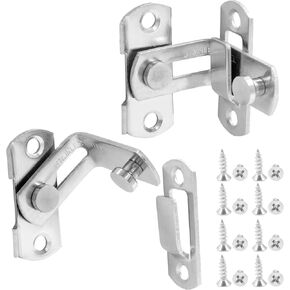 2Pcs Flip Door Sliding Latch Stainless Steel Sliding Barn Door Lock Safety 90 Degree Right Angle Door Lock with Screws for Bathroom, Garage,Outdoor (Matte Black,Small, 90 Degrees)