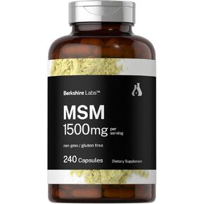 Horbäach MSM Capsules 1500mg | 240 Count | Non-GMO, Gluten Free Supplement | Berkshire Labs