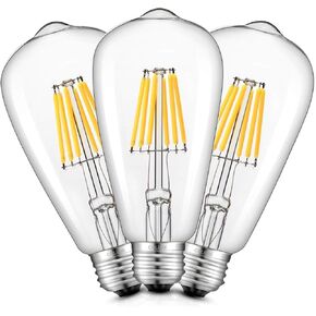 CRLight 6W Dimmable LED Edison Bulb 3200K Soft White, 700LM 70W Equivalent E26 Vintage ST64 Clear Glass LED Light Bulbs, Pack of 6