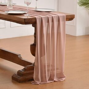 Terracotta Chiffon Table Runner 14ft Chiffon Table Overlay Autumn Winter Decoration 29x170 Inches Silky Rustic Extra Long for Wedding Party Baby Shower Decoration