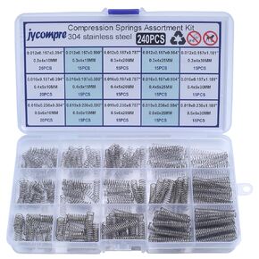 240pcs Small Compression Springs Assortment Kit, 15Different Sizes 304 Stainless Steel Springs for DIY Repairs Project
