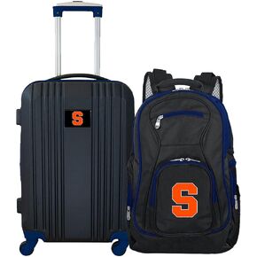 Denco Syracuse University Orange 2-Piece Luggage Set, Includes 21-inch Two-Tone Hardcase Spinner and 19" Laptop Backpack