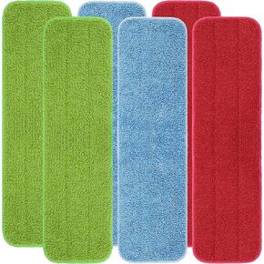 LTWHOME 18" Multi-Color Combination Microfiber Commercial Mop Refill Pads Fit for Wet or Dry Floor Cleaning (Pack of 6)