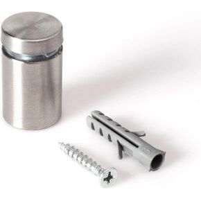 Stainless Steel Standoff 3/4 Inch Diameter x 1 Inch Barrel Length Brushed Finish for PVC, Glass and Acrylic Sign Stand Off Wall Anchors and Screws 20 Piece Store/Restaurant Pack
