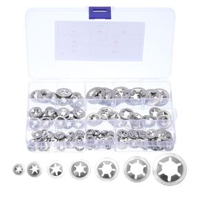 uxcell 180pcs Internal Tooth Star Lock Washers Set M3 M4 M5 M6 M8 M10 M12 Quick Speed Locking Washers, 304 Stainless Steel Starlock Push Nuts