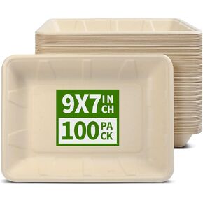 100 Pack 14 inch Extra Large Disposable Food Trays for Crawfish Crab Legs Lobster Clams, Seafood Boil BBQ Party Use 14 inch Large Paper Plates Serving Trays