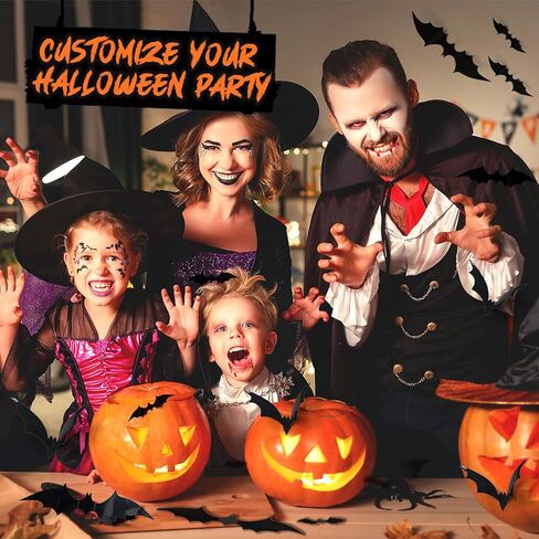 ديكورات الهالوين ملصقات الخفافيش الداخلية ديكور 60 قطعة ملصقات حائط خفاش ثلاثية الأبعاد واقعية مخيفة لتزيين حفلات الهالوين ديكور منزلي للهالوين in Kuwait