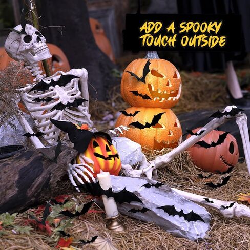 ديكورات الهالوين ملصقات الخفافيش الداخلية ديكور 60 قطعة ملصقات حائط خفاش ثلاثية الأبعاد واقعية مخيفة لتزيين حفلات الهالوين ديكور منزلي للهالوين in Kuwait