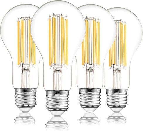 FLSNT 200W Equivalent A23 LED Light Bulbs, Efficient 17W, 3010Lumens, 5000K Daylight, CRI82, E26 Medium Base, Clear Glass, 4 Pack, Non-Dimmable in Saudi Arabia