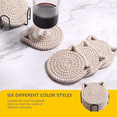 Cat Home Decor Drink Coasters: Set of 6 Cotton Coasters for Cat Lovers Gifts,Cat Coasters for Drinks,Funny and Novelty Cat Office Supplies, for Cat Lovers,Cat Desk and Kitchen Accessories in Kuwait
