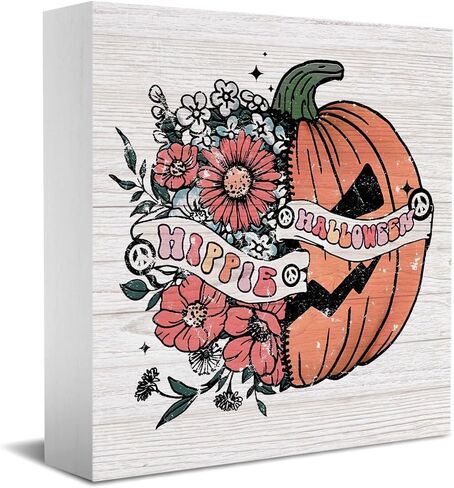 Fall Decor Halloween Decorations Home Farmhouse Decor, Halloween Decor Horror Decor Wooden Box Sign Living Room Kitchen Decor Desk Cubicle Table Bookcase Decor Accessories, Fall Decorations for Home in Kuwait