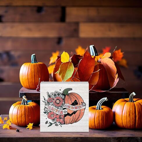 Fall Decor Halloween Decorations Home Farmhouse Decor, Halloween Decor Horror Decor Wooden Box Sign Living Room Kitchen Decor Desk Cubicle Table Bookcase Decor Accessories, Fall Decorations for Home in Kuwait