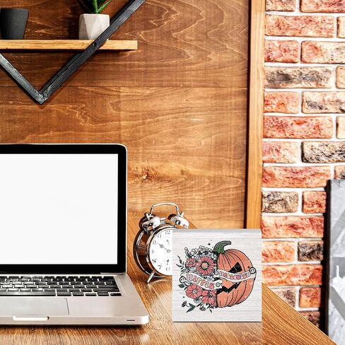 Fall Decor Halloween Decorations Home Farmhouse Decor, Halloween Decor Horror Decor Wooden Box Sign Living Room Kitchen Decor Desk Cubicle Table Bookcase Decor Accessories, Fall Decorations for Home in Kuwait