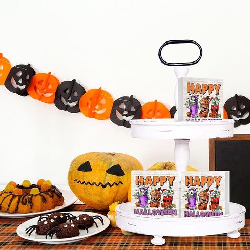 Fall Decor Halloween Decorations Home Farmhouse Decor, Halloween Decor Horror Decor Wooden Box Sign Living Room Kitchen Decor Desk Cubicle Table Bookcase Decor Accessories, Fall Decorations for Home in Kuwait