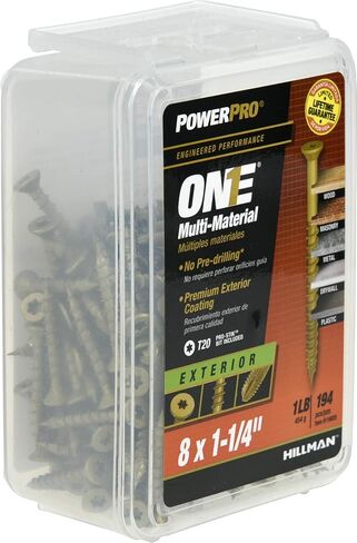 براغي PowerPro Premium One ذات الرأس المسطحة متعددة المواد، فولاذ مطلي بالإيبوكسي، مثبتة في الخشب والمعادن والخرسانة والجدران الجافة والبلاستيك، برونزية، #8 × 1 بوصة، صندوق مكون من 30 براغي in Kuwait