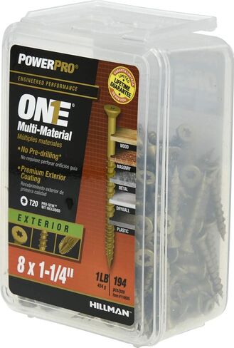 براغي PowerPro Premium One ذات الرأس المسطحة متعددة المواد، فولاذ مطلي بالإيبوكسي، مثبتة في الخشب والمعادن والخرسانة والجدران الجافة والبلاستيك، برونزية، #8 × 1 بوصة، صندوق مكون من 30 براغي in Kuwait