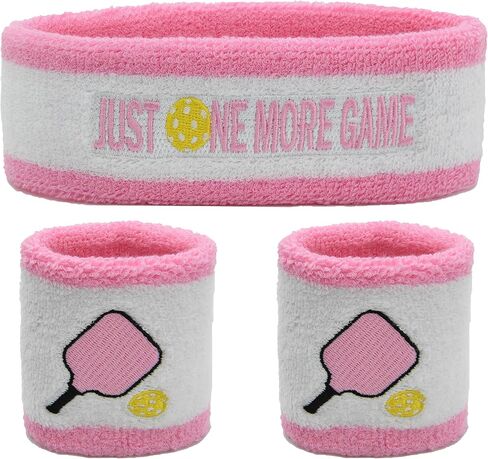 3 Pcs Pickleball Sweatband Set Men Women, Moisture Wicking Sweat Absorbent 2 Wristbands and 1 Headband for Basketball Tennis, Great Gift for Sports in Saudi Arabia