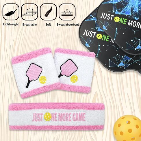 3 Pcs Pickleball Sweatband Set Men Women, Moisture Wicking Sweat Absorbent 2 Wristbands and 1 Headband for Basketball Tennis, Great Gift for Sports in Saudi Arabia