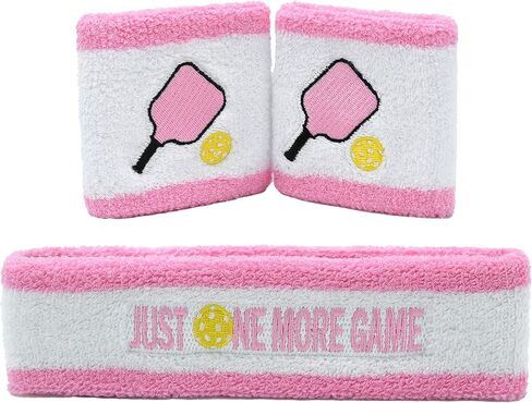 3 Pcs Pickleball Sweatband Set Men Women, Moisture Wicking Sweat Absorbent 2 Wristbands and 1 Headband for Basketball Tennis, Great Gift for Sports in Saudi Arabia