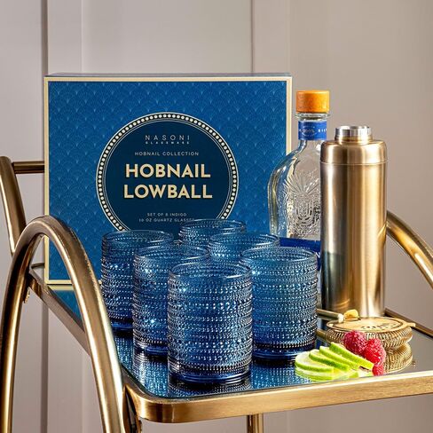 مجموعة أكواب Hobnail Highball سعة 14 أونصة مكونة من 6 قطع (شفافة) - كوب زجاجي مطرز بالخرز عتيق مقاس XL أكواب مزدوجة قديمة الطراز للمشروبات والكوكتيلات والمارجريتا والعصائر والماء in Saudi Arabia