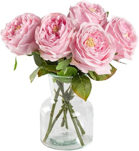 DuHouse 5Pcs Silk Roses Fake Champagne Roses with Stems Real Touch Rose Artificial Flowers for Arrangement Wedding Party Home Decoration in Saudi Arabia