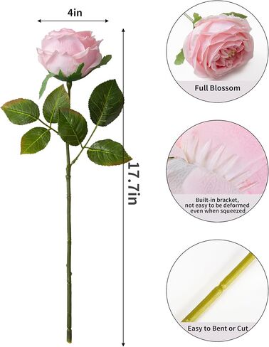 DuHouse 5Pcs Silk Roses Fake Champagne Roses with Stems Real Touch Rose Artificial Flowers for Arrangement Wedding Party Home Decoration in Saudi Arabia