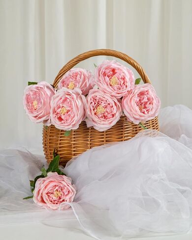 DuHouse 5Pcs Silk Roses Fake Champagne Roses with Stems Real Touch Rose Artificial Flowers for Arrangement Wedding Party Home Decoration in Saudi Arabia