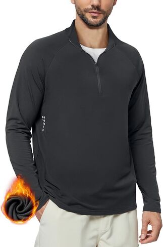 Men's Quarter Zip Pullover Fleece Lined Long Sleeve Golf Sweatshirt 1/4 Half Zip Athletic Workout Shirts in Saudi Arabia