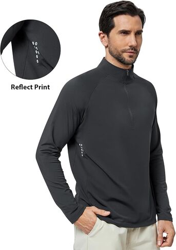 Men's Quarter Zip Pullover Fleece Lined Long Sleeve Golf Sweatshirt 1/4 Half Zip Athletic Workout Shirts in Saudi Arabia