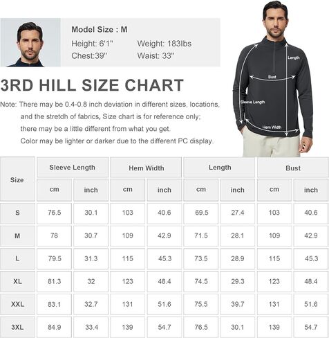 Men's Quarter Zip Pullover Fleece Lined Long Sleeve Golf Sweatshirt 1/4 Half Zip Athletic Workout Shirts in Saudi Arabia