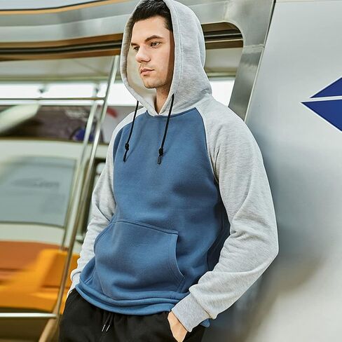 LBL Leading the Better Life Men's Solid Pullover Hoodies Sports Soft Blend Fleece Hooded Sweatshirts with Kangaroo Pocket in Kuwait