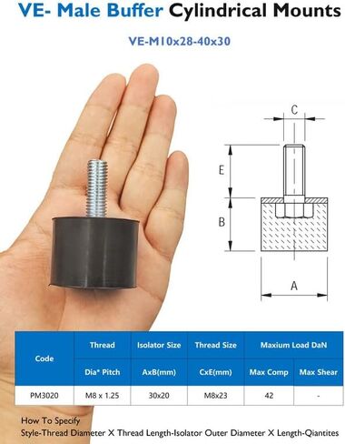 M10 Rubber Vibration Isolator Threaded Stud Shock Absorber Mechanical Vibration Damping Anti Vibration Silent-Blocks for Bobbins Motor Compressors Pump, 4pcs M10x28-40x30mm, 4pcs M10 LockNuts in Saudi Arabia